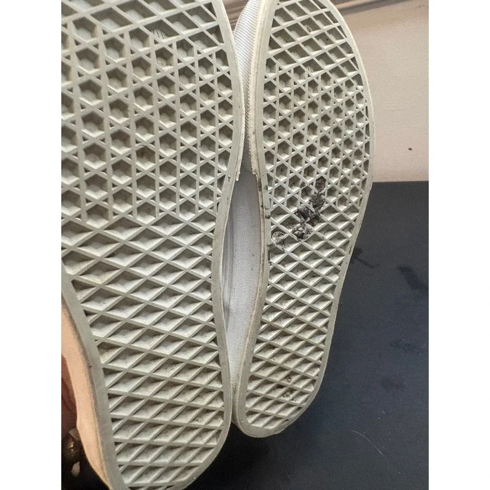 Vans Classic Slip-On Off White Canvas Skate Shoes Mens 6 Womens 7.5 508731